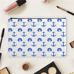 Vintage Face Anchor Blue Cosmetic Bag (large) by snowwhitegirl