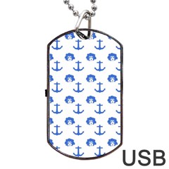 Vintage Face Anchor Blue Dog Tag Usb Flash (one Side) by snowwhitegirl