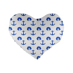 Vintage Face Anchor Blue Standard 16  Premium Heart Shape Cushions by snowwhitegirl