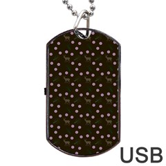 Brown Deer Trees Pattern Dog Tag Usb Flash (two Sides) by snowwhitegirl