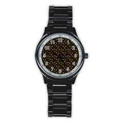 Brown Deer Trees Pattern Stainless Steel Round Watch by snowwhitegirl