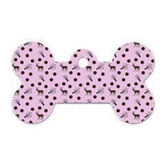 Pink Deer Pattern Dog Tag Bone (two Sides) by snowwhitegirl