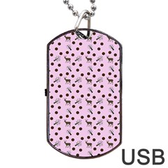 Pink Deer Pattern Dog Tag Usb Flash (two Sides) by snowwhitegirl