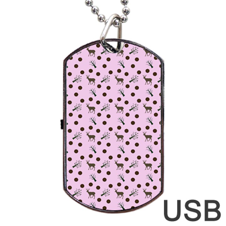 Pink Deer Pattern Dog Tag USB Flash (Two Sides)