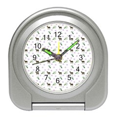 White Deer Pattern Travel Alarm Clock