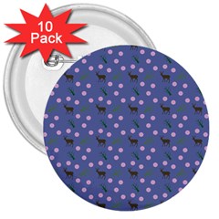 Blue Deer Pattern 3  Buttons (10 Pack)  by snowwhitegirl