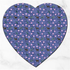 Blue Deer Pattern Jigsaw Puzzle (heart)