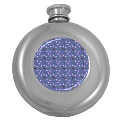 Blue Deer Pattern Round Hip Flask (5 Oz) by snowwhitegirl