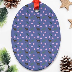 Blue Deer Pattern Oval Ornament (two Sides) by snowwhitegirl