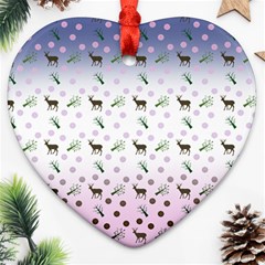 Ombre Deer Pattern Heart Ornament (two Sides) by snowwhitegirl