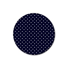 Little  Dots Navy Blue Rubber Coaster (Round) 