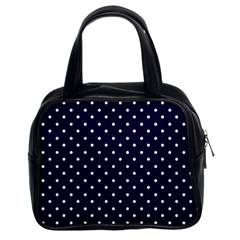 Little  Dots Navy Blue Classic Handbag (two Sides) by snowwhitegirl