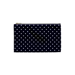 Little  Dots Navy Blue Cosmetic Bag (small) by snowwhitegirl