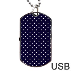 Little  Dots Navy Blue Dog Tag Usb Flash (two Sides) by snowwhitegirl