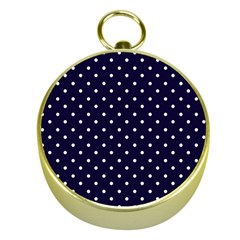 Little  Dots Navy Blue Gold Compasses by snowwhitegirl