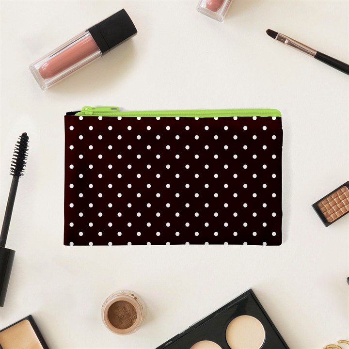 Little  Dots Maroon Cosmetic Bag (XS)