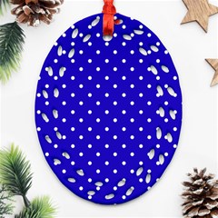 Little  Dots Royal Blue Oval Filigree Ornament (two Sides) by snowwhitegirl