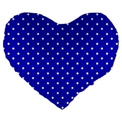 Little  Dots Royal Blue Large 19  Premium Heart Shape Cushions by snowwhitegirl