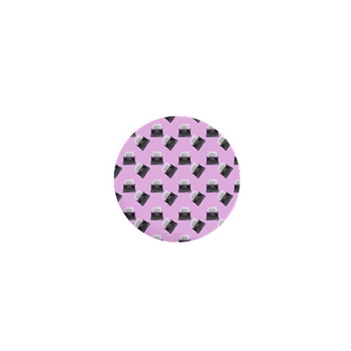 Retro Typewriter Pink Pattern 1  Mini Buttons