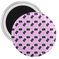 Retro Typewriter Pink Pattern 3  Magnets by snowwhitegirl