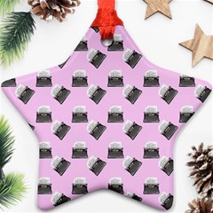 Retro Typewriter Pink Pattern Ornament (star) by snowwhitegirl