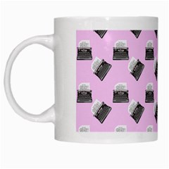 Retro Typewriter Pink Pattern White Mugs by snowwhitegirl