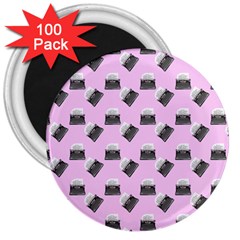 Retro Typewriter Pink Pattern 3  Magnets (100 Pack) by snowwhitegirl