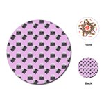 Retro Typewriter Pink Pattern Playing Cards (Round) Front