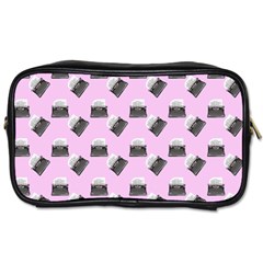 Retro Typewriter Pink Pattern Toiletries Bag (two Sides) by snowwhitegirl