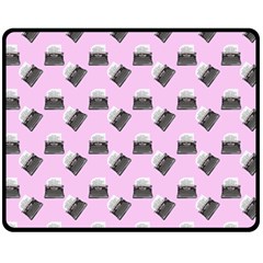 Retro Typewriter Pink Pattern Fleece Blanket (medium)  by snowwhitegirl