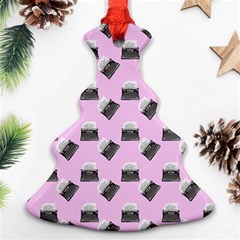 Retro Typewriter Pink Pattern Christmas Tree Ornament (two Sides) by snowwhitegirl