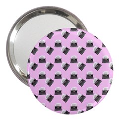 Retro Typewriter Pink Pattern 3  Handbag Mirrors by snowwhitegirl