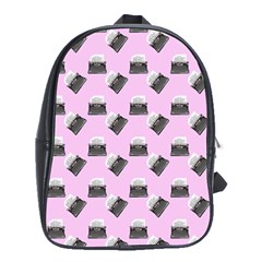 Retro Typewriter Pink Pattern School Bag (xl) by snowwhitegirl