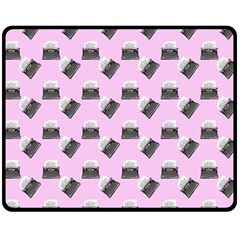 Retro Typewriter Pink Pattern Double Sided Fleece Blanket (medium)  by snowwhitegirl