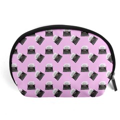 Retro Typewriter Pink Pattern Accessory Pouch (large) by snowwhitegirl