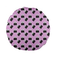 Retro Typewriter Pink Pattern Standard 15  Premium Flano Round Cushions by snowwhitegirl