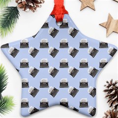 Retro Typewriter Blue Pattern Ornament (star) by snowwhitegirl