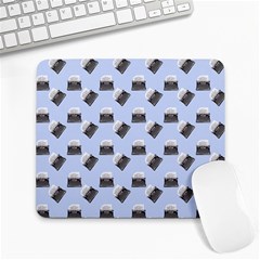 Retro Typewriter Blue Pattern Large Mousepads by snowwhitegirl