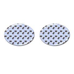 Retro Typewriter Blue Pattern Cufflinks (oval)