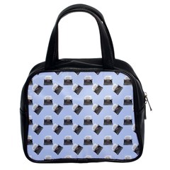 Retro Typewriter Blue Pattern Classic Handbag (two Sides) by snowwhitegirl