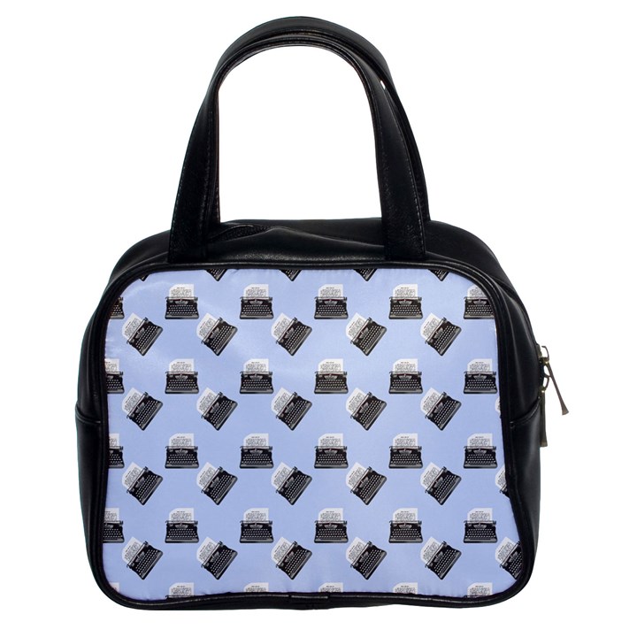 Retro Typewriter Blue Pattern Classic Handbag (Two Sides)