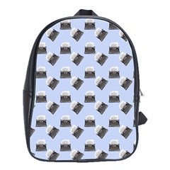 Retro Typewriter Blue Pattern School Bag (large) by snowwhitegirl