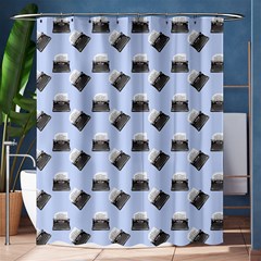 Retro Typewriter Blue Pattern Shower Curtain 60  X 72  (medium)  by snowwhitegirl