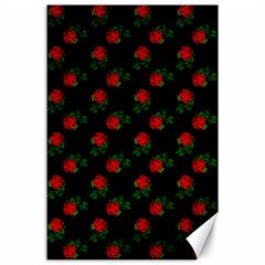 Red Roses Black Canvas 24  X 36  by snowwhitegirl