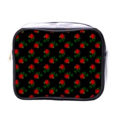 Red Roses Black Mini Toiletries Bag (one Side) by snowwhitegirl