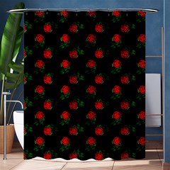 Red Roses Black Shower Curtain 60  X 72  (medium)  by snowwhitegirl