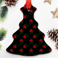 Red Roses Black Ornament (christmas Tree)  by snowwhitegirl