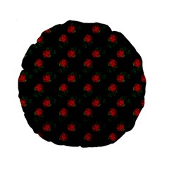 Red Roses Black Standard 15  Premium Round Cushions by snowwhitegirl