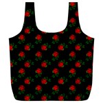 Red Roses Black Full Print Recycle Bag (XL) Front