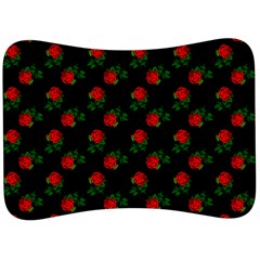 Red Roses Black Velour Seat Head Rest Cushion